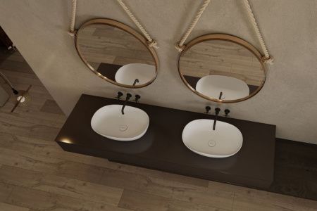 Раковина из искусственного камня Abber Stein AS2636 60х40 накладная цвет белый без отверстий под смеситель