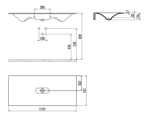 Раковина из сантехнического фарфора Creavit Drop DP120-00CB00E-0000 120х50 накладная цвет белый - фото 2