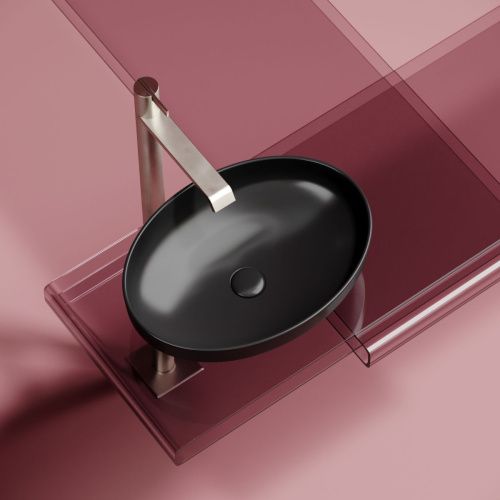 Раковина из сантехнического фарфора Ceramica Nova ELEMENT CN6056MB 50х40 накладная цвет черный без отверстий под смеситель - фото 2