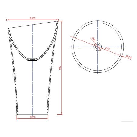 Раковина из искусственного камня MonteBianco Pisa Cono 11237 50х50 напольная цвет белый без отверстий под смеситель