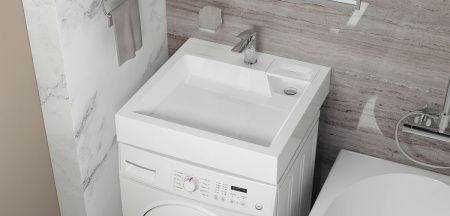 Раковина из литьевого мрамора Uperwood Vission 45483000002 60х60 над стиральной машиной цвет белый