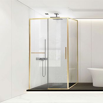 Душевой уголок Vincea Slim Soft VSR-1SS9013CLG 130х90 стекло прозрачное профиль золото без поддона