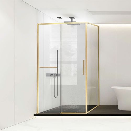 Душевой уголок Vincea Slim Soft VSR-1SS9013CLG 130х90 стекло прозрачное профиль золото без поддона