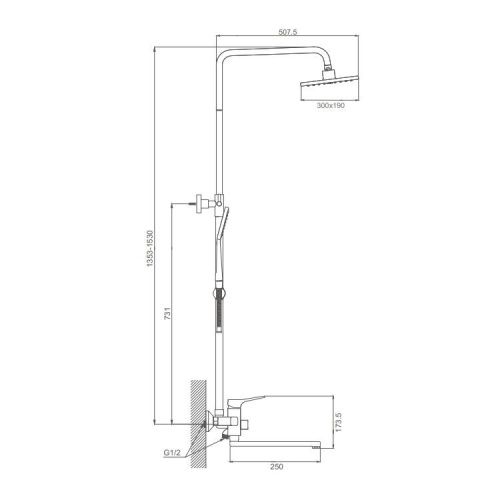 Душевая стойка ProHanss P62.24.09 настенная цвет серый - фото 3