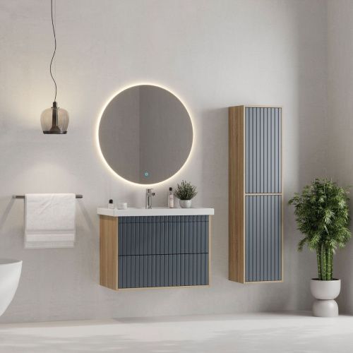 Тумба под раковину Onika Дайлер 108061 80х40 подвесная цвет белый/коричневый - фото 5