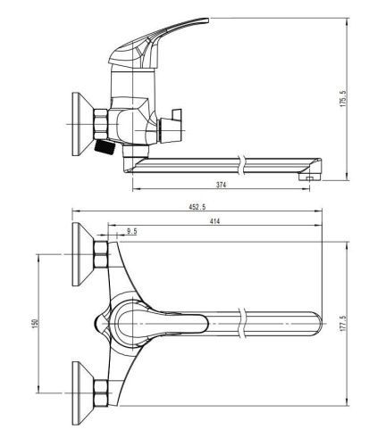 Смеситель для ванны Rush Vrangel VR7114-51 настенный хром - фото 2