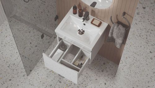 Тумба под раковину Velvex VIZO tp.VIZ.COM.50.1Y 50х40 подвесная цвет белый - фото 4