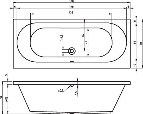 Ванна акриловая Riho CAROLINA B057001005 190х80 пристенная прямоугольная без ножек - фото 2