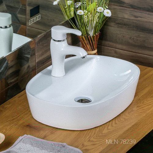 Раковина из сантехнического фарфора Melana 78239-805 50х40 накладная цвет белый 1 отверстие под смеситель - фото 2