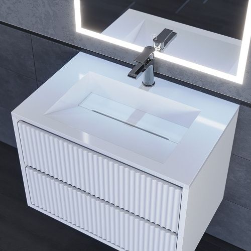 Раковина из искусственного камня Uperwood Next Premium 2900000091 70х50 полувстраиваемая цвет белый - фото 3