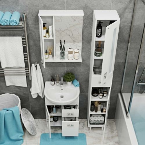 Зеркало-шкаф Onika Кристалл 205817 60х70 подвесной цвет белый - фото 5