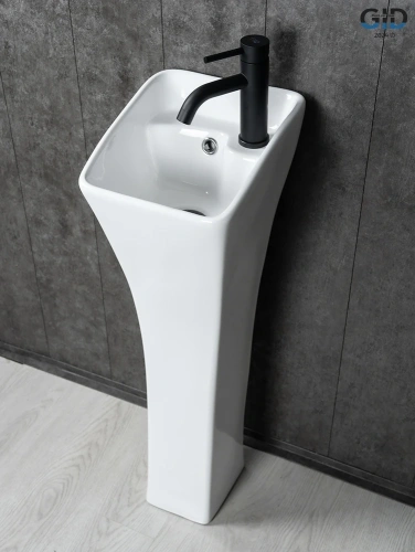 Раковина керамическая Gid Autonomo 81101 30х30 напольная цвет белый 1 отверстие под смеситель - фото 4