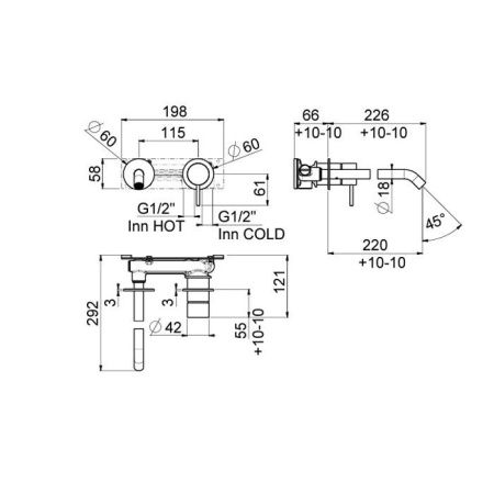 Смеситель для раковины Carimali Iltondo 0-ITD2702EST-CR встраиваемый в стену хром (внешняя часть)