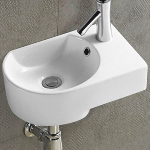 Раковина из сантехнического фарфора Melana 320347L-805 42х27 подвесная цвет белый 1 отверстие под смеситель - фото 2