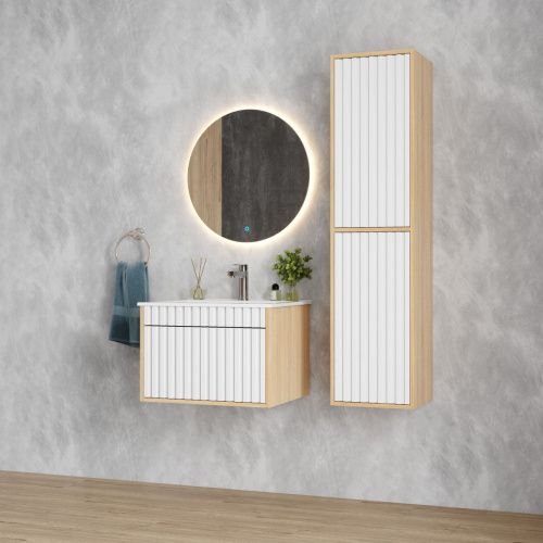 Шкаф-пенал Onika Дайлер 403568 40х140 подвесной цвет белый/коричневый - фото 4