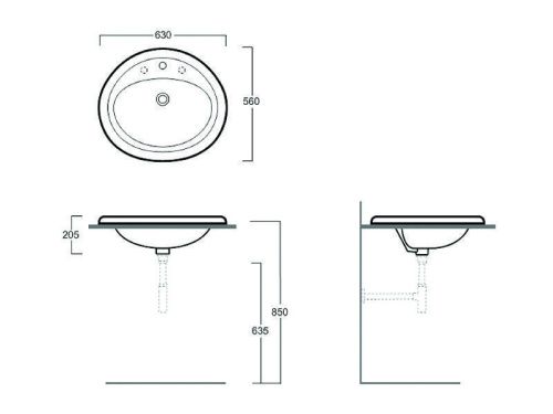 Раковина из сантехнического фаянса Simas S 51 1 hole 60х60 встраиваемая цвет белый - фото 2