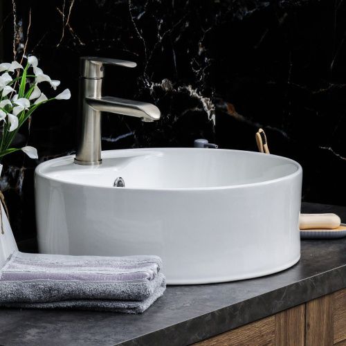 Раковина из сантехнического фарфора Melana 7026-805 50х50 накладная цвет белый 1 отверстие под смеситель - фото 5