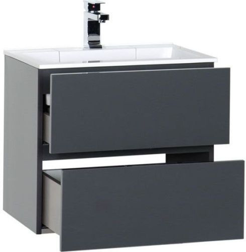 Тумба с раковиной Aquanet Алвита 00213094 60х50 подвесная цвет серый - фото 2