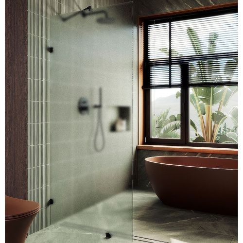 Душевая перегородка Maybah Glass MGD-270-6 100х195 стекло тонированное профиль черный