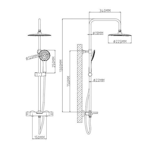 Душевая стойка Esko STT5054 настенная цвет хром с термостатом - фото 3