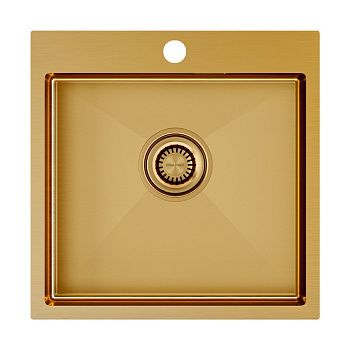 Кухонная мойка Paulmark VELTEN 51 PM905151-BG 50х50 цвет золото поверхность брашированная