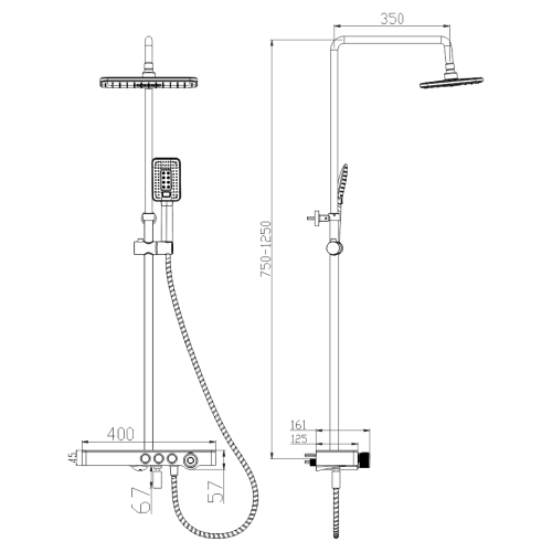 Душевая стойка Melana Male F610501B MALE настенная цвет черный - фото 2