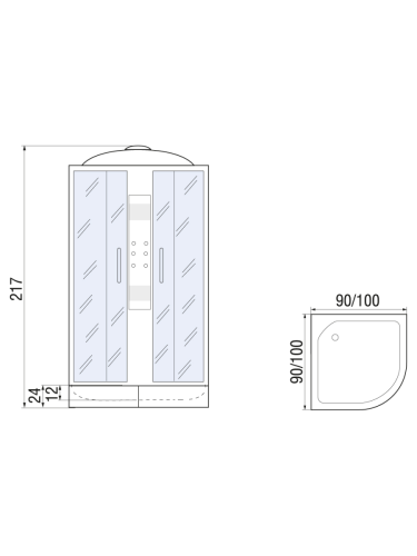 Душевая кабина River TEMZA 10000000147 100х100 четверть круга с крышей ориентация универсальная - фото 2