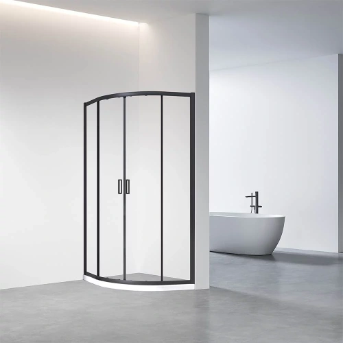 Душевой уголок Veconi Rovigo RV01B-100-01-C7 100х100 стекло прозрачное профиль черный без поддона