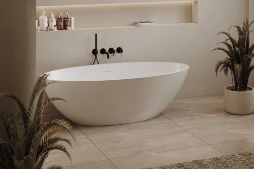 Ванна из искусственного камня Abber Stein AS9625-1.6 160х75 отдельностоящая овальная с ножками - фото 3