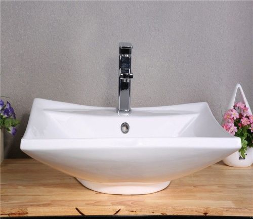 Раковина из сантехнического фаянса CeramaLux 9111 60х40 накладная цвет белый 1 отверстие под смеситель - фото 5