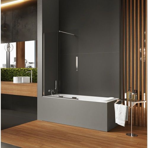 Душевая шторка на ванну New Trendy SMART EXK-4095 90х150 стекло прозрачное профиль хром ориентация универсальная - фото 2