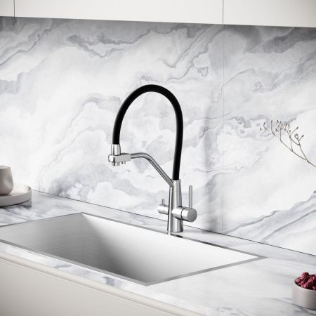 Смеситель для кухни Sancos Nolia SC12003SS на мойку черный/нержавеющая сталь