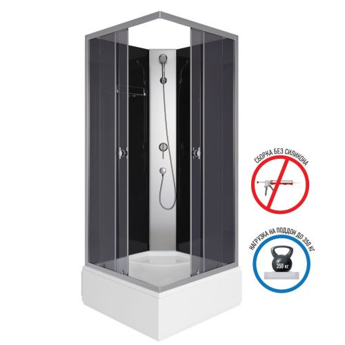 Душевая кабина Niagara Eco E90/26Q/TN/BK 90х90 квадратная без крыши ориентация универсальная - фото 2