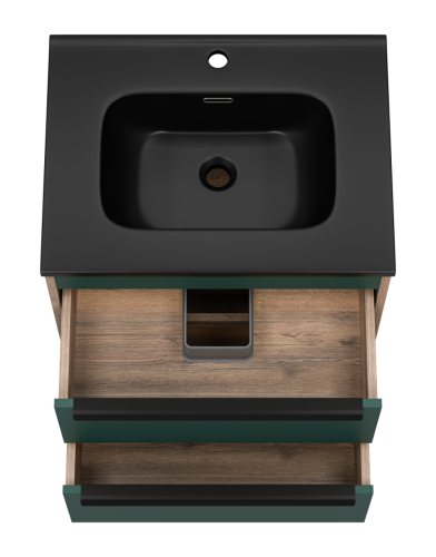 Тумба под раковину Brevita Greenwood GRE-09060-0802Я 60х50 подвесная цвет зеленый/коричневый - фото 5