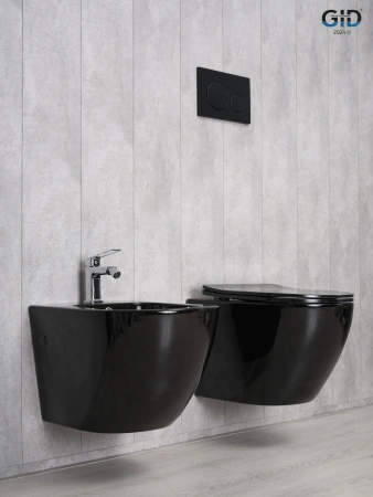 Унитаз подвесной Gid Convexo 62204Y черный с сиденьем микролифт безободковый смыв торнадо