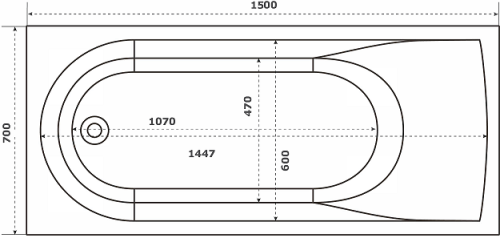 Ванна из литьевго мрамора Bas Афина ВА00025 150х70 пристенная прямоугольная с каркасом - фото 2
