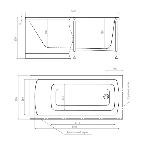 Ванна акриловая гидромассажная Timo RITTA RITTA1670-KT16-SPV1505-T-CM-T-BM-T-CT-FP16H 160х70 пристенная прямоугольная с каркасом - фото 2
