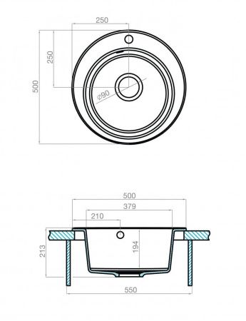 Кухонная мойка Aquaton Шелли 1A734732SS220 50х50 цвет бежевый