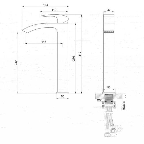 Смеситель для раковины Wonzon & Woghand Fit WW-88239009-BGM на столешницу серый - фото 5
