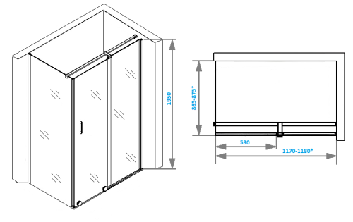 Душевой уголок Cerutti SPA PREMIATA 120-8 120х90 стекло прозрачное профиль хром без поддона - фото 3