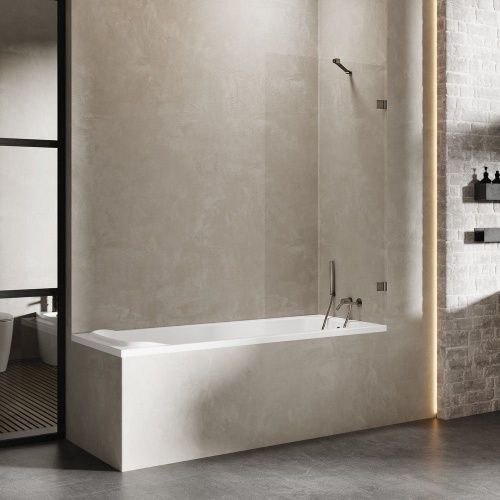 Душевая шторка на ванну New Trendy AVEXA Gunmetal brushed EXK-3520 100х150 стекло прозрачное профиль оружейная сталь ориентация универсальная - фото 2