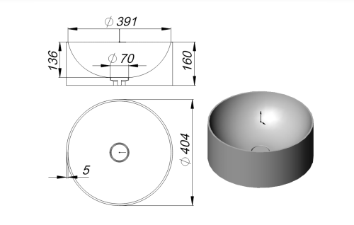 Раковина из искусственного камня Holbi VEGA 2.02.022.44.4 40х40 накладная цвет серый - фото 4