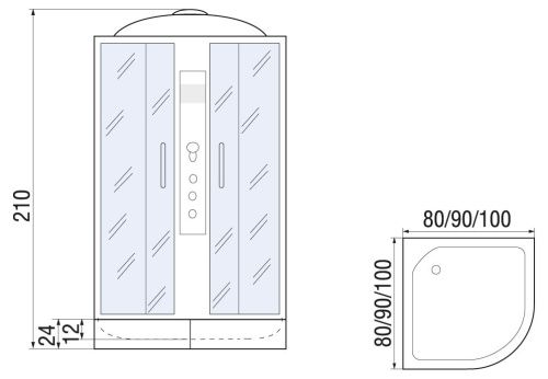 Душевая кабина River DUNAY 10000003137 80х80 четверть круга с крышей ориентация универсальная - фото 2