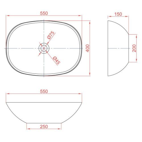Раковина из искусственного камня MonteBianco Loreto Cinque 400 12023 60х40 накладная цвет белый без отверстий под смеситель - фото 3