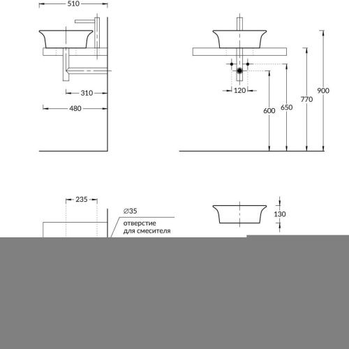 Раковина керамическая Kerama Marazzi CANALETTO CN.wb.40 40х40 накладная цвет белый без отверстий под смеситель - фото 2