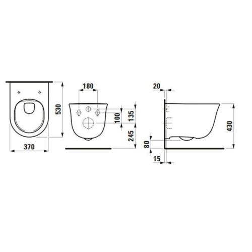 Чаша унитаза подвесная Laufen New Classic 8.2085.1.000.000.1 цвет белый без сиденья безободковая смыв торнадо - фото 2