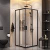 Комплект душевого уголка с душевой системой и аксессуарами Am.Pm Gem S WK93EP стекло прозрачное профиль черный без поддона