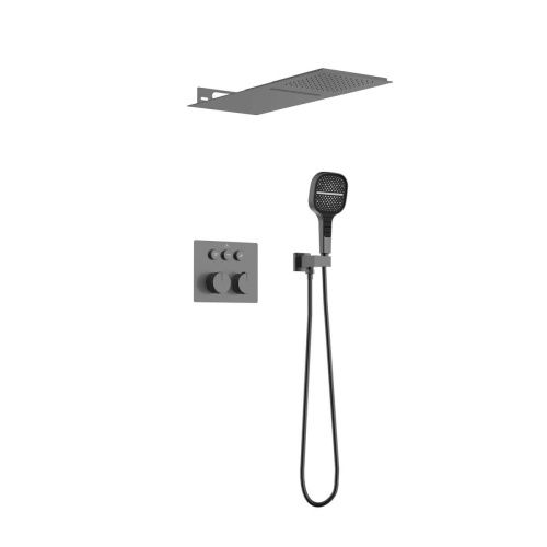 Душевая система Vincea VSFW-401TGM встраиваемая в стену цвет вороненая сталь с термостатом - фото 2