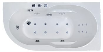 Ванна акриловая гидромассажная Royal Bath AZUR RB614200DL-R 140х80 пристенная асимметричная с каркасом