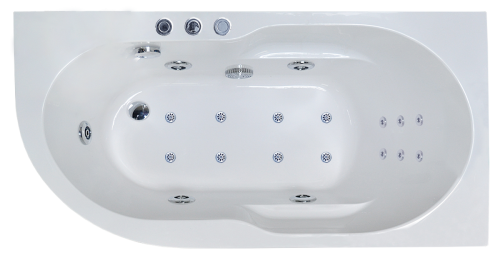 Ванна акриловая гидромассажная Royal Bath AZUR RB614200DL-R 140х80 пристенная асимметричная с каркасом
